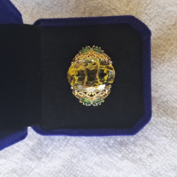 Ouro Verde Quartz & Chrome Diopside Ring. - Picture 1 of 10